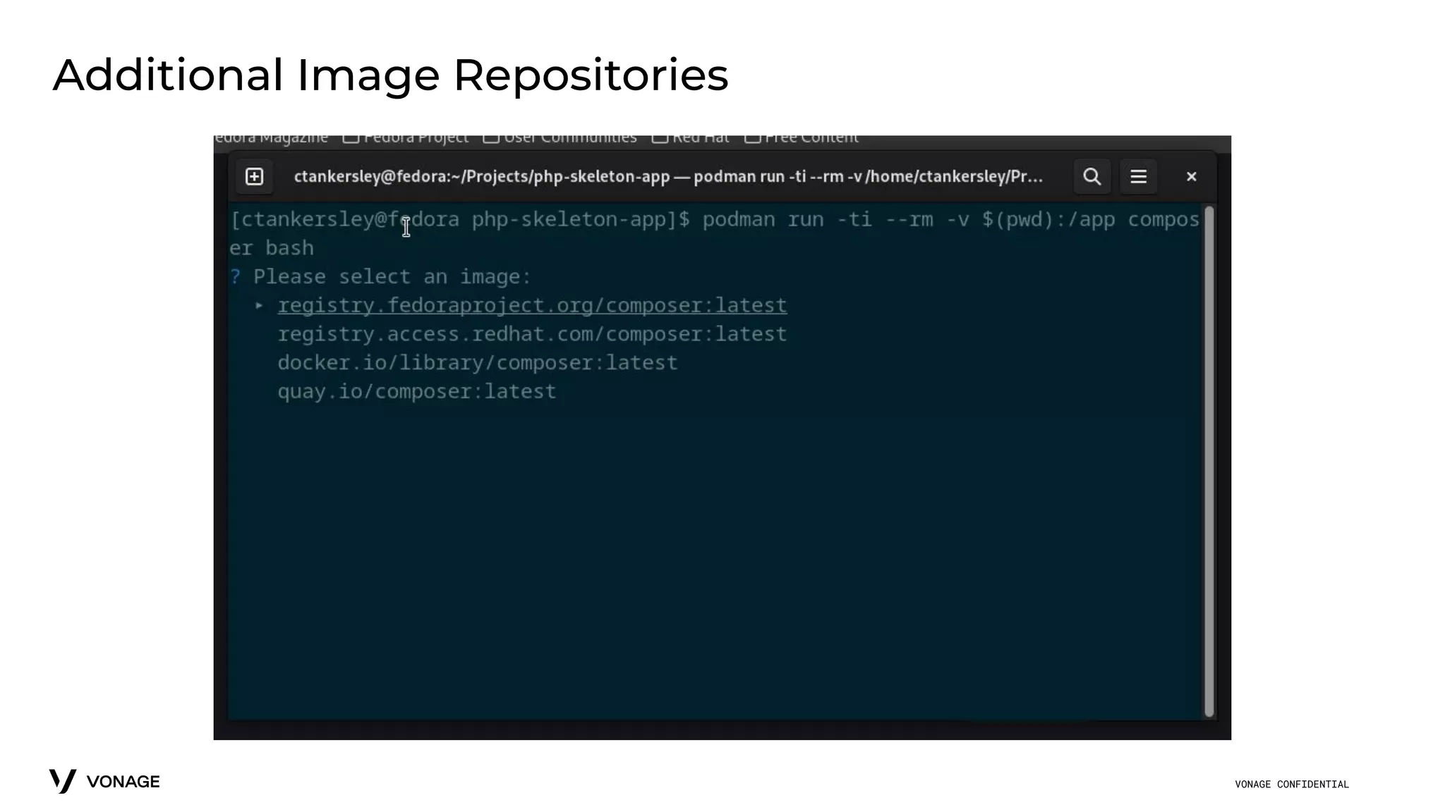 VONAGE CONFIDENTIAL
Additional Image Repositories
 