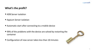 Dockerization of real mobile device farm and scalable QA automation ...