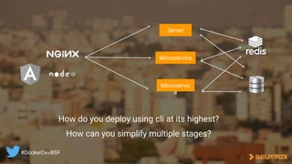How can you simplify multiple stages?
Server
Microservice
Microservic
e
How do you deploy using cli at its highest?
#DockerDevBSF
 