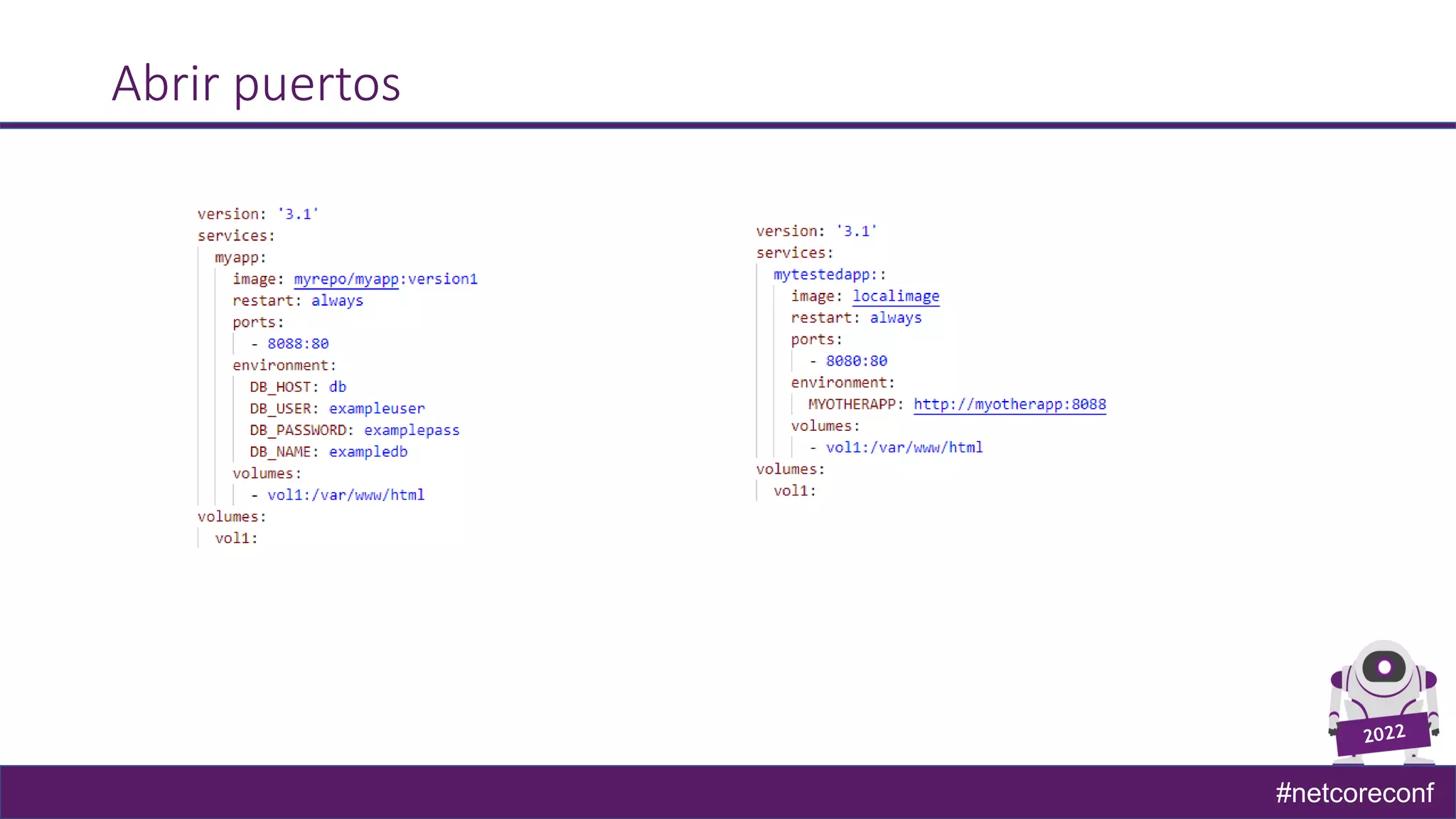 #netcoreconf
Abrir puertos
 