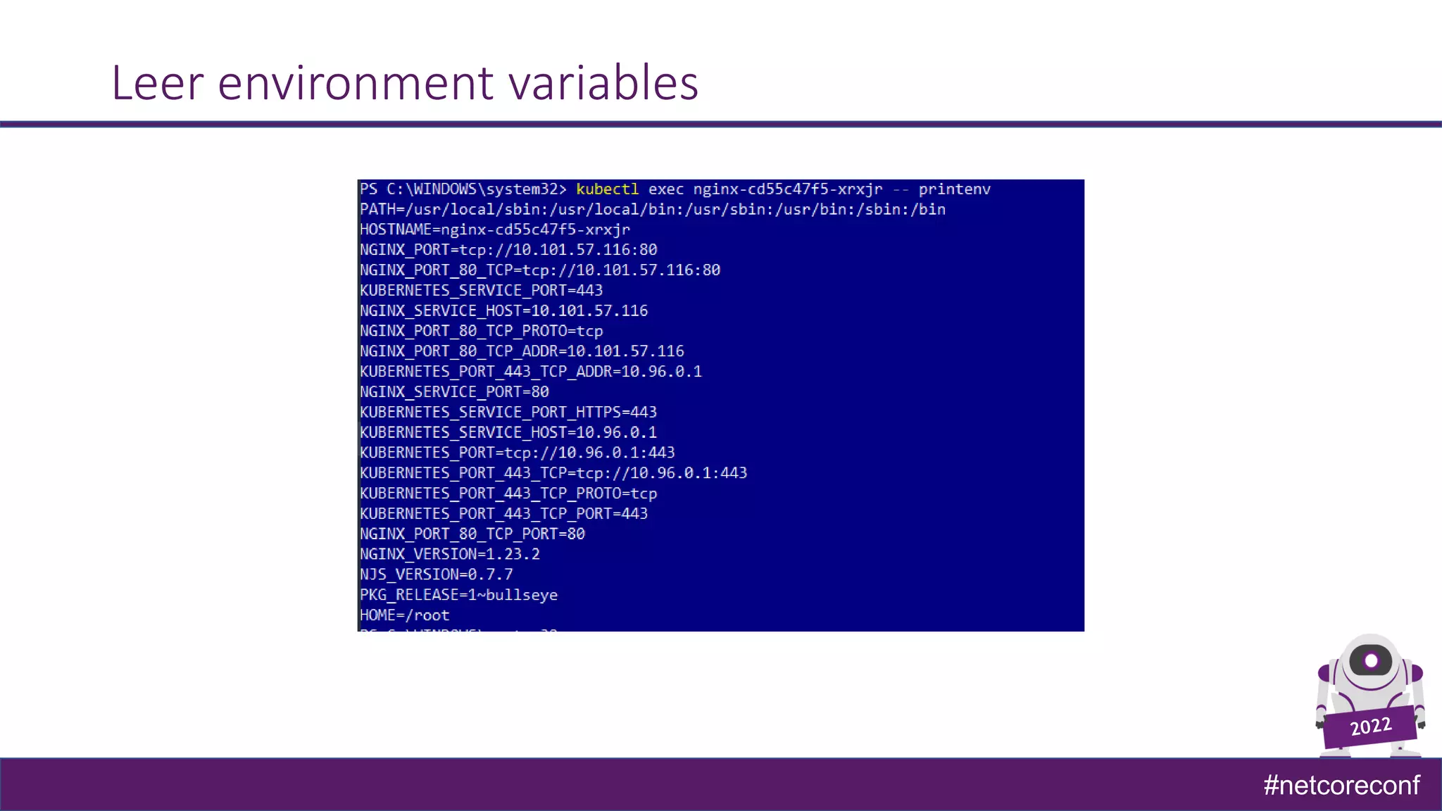 #netcoreconf
Leer environment variables
 
