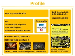 Profile
Twitter:cyberblack28
Job
Infrastructure Engineer
Frontend Engineer
Educational Solution Architect
Community
Hobby1...