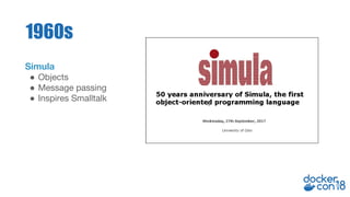 Simula
● Objects
● Message passing
● Inspires Smalltalk
1960s
 