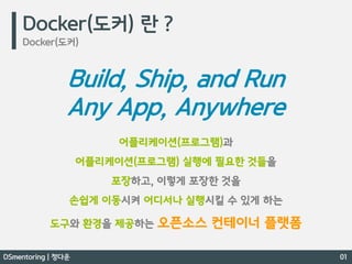Docker 간단 개념 / Docker 를 이용한 MSA 기반의 Spring Boot 프로젝트 - DSmentoring 정다운