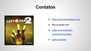 Docker e Rede
$docker run -d -p 9999:9999 app1
$docker run -d -p 9999:9999/udp -p 9999:9999 app1
$docker run [...] --name docker [...] --link database:mysql app1
$docker run [...] --net="container:CONTAINERID" app2
 