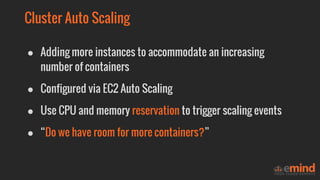 Auto Scaling in Action
Uh-oh, need more
containers!
 
