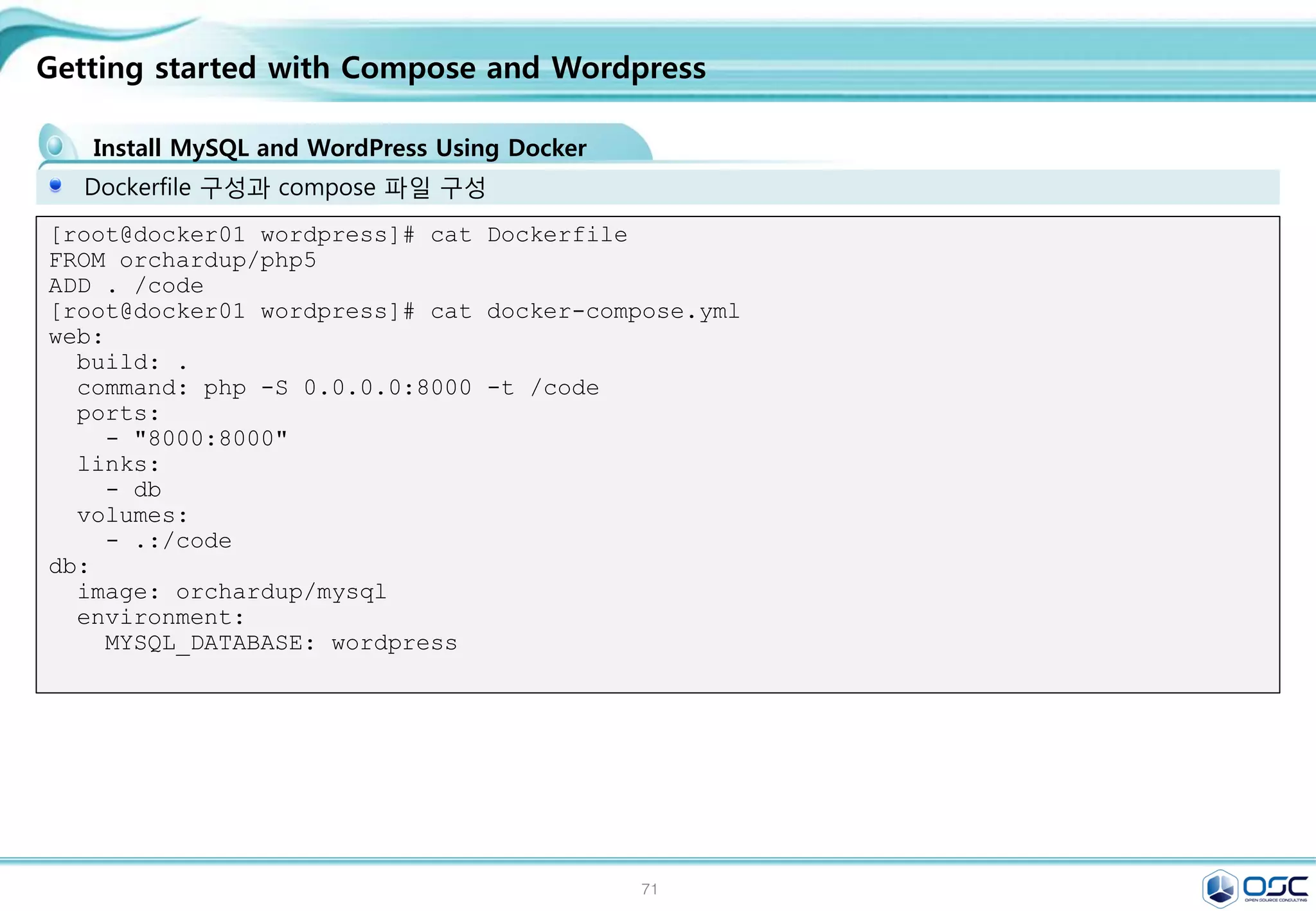 71
Make glance image
Setting env
check docker
Check the openstack
$ docker pull busybox
$ docker save busybox | glance image-create --is-public=True --container-
format=docker --disk-format=raw --name busybox
nova keypair-add mykey > mykey.pem
nova boot --flavor m1.small --image cirros --key-name mykey test1
nova list
ssh -i ../devstack/mykey.pem cirros@<IP ADDRESS>
docker pull busybox:latest
cd source keystonerc_admin
docker save busybox | glance image-create --is-public=True --container-
format=docker --disk-format=raw --name busybox
glance image-list
nova boot --image busybox --flavor m1.tiny --nic net-id a937454d-a905-
43d2-818d-8fc5a920d8f2 busybox
docker ps -a
docker attach <CONTAINER ID from command above>
 