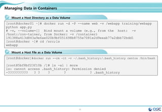 53
Getting Started with Docker Hub.
Docker Hub
먼저 docker site에 가입 (history 관리)
Hub.docker.com
[root@Tiger ~]# docker login
Username: oscinfra
Password:
Email: khoj@osci.kr
Login Succeeded
 