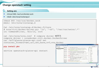 61
.
Inspect training/webapp
Running a Web Application in Docker
[root@docker01 ~]# docker top cocky_hopper
UID PID PPID C
STIME TTY TIME CMD
root 7544 3689 0
17:12 ? 00:00:00 python app.py
[root@docker01 ~]# docker inspect cocky_hopper
"Cmd": [
"python",
"app.py"
"ExposedPorts": {
"5000/tcp": {}
"Hostname": "999cdee2c894",
"Image": "training/webapp",
"Name": "/cocky_hopper",
"NetworkSettings": {
"Gateway": "172.17.42.1",
"IPAddress": "172.17.0.19",
"IPPrefixLen": 16,
"Ports": {
"5000/tcp": [
"HostIp": "0.0.0.0",
"HostPort": "49154"
 