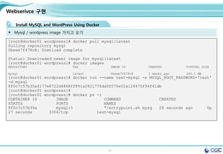 67
Contents
3. docker 구축 기초 [ 30분]
4. 오픈스택에 docker를 연결 [ 30분]
1. Openstack 인프라 구축 (4 node 구성) [ 30분]
2. Openstack 위에 VM 생성 [ 20분 ]
5. Docker로 WEB서비스 구축 [ 15분]
6.
7. Docker로 jenkins 구현 [30분]
Openstack 위에 Docker로 WEB서비스 구축 [ 15분]
 
