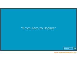 “From Zero to Docker”
Source: Recap from DockerCon US 2015
 