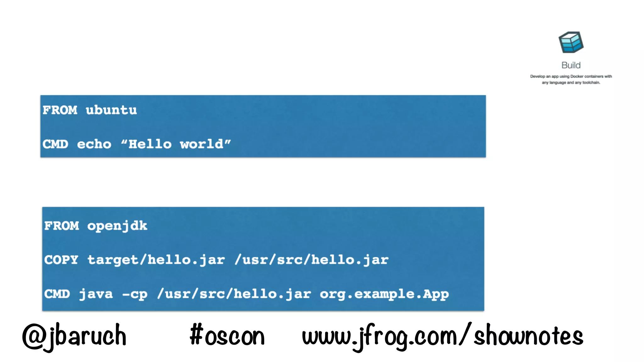 @jbaruch #oscon www.jfrog.com/shownotes
 