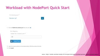 Workload with NodePort Quick Start
source : https://rancher.com/docs/rancher/v2.x/en/quick-start-guide/workload/quickstart-deploy-workload-nodeport/
 