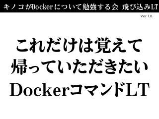 これだけは覚えて
帰っていただきたい
DockerコマンドLT
キノコがDockerについて勉強する会 飛び込みLT
Ver １.0
 