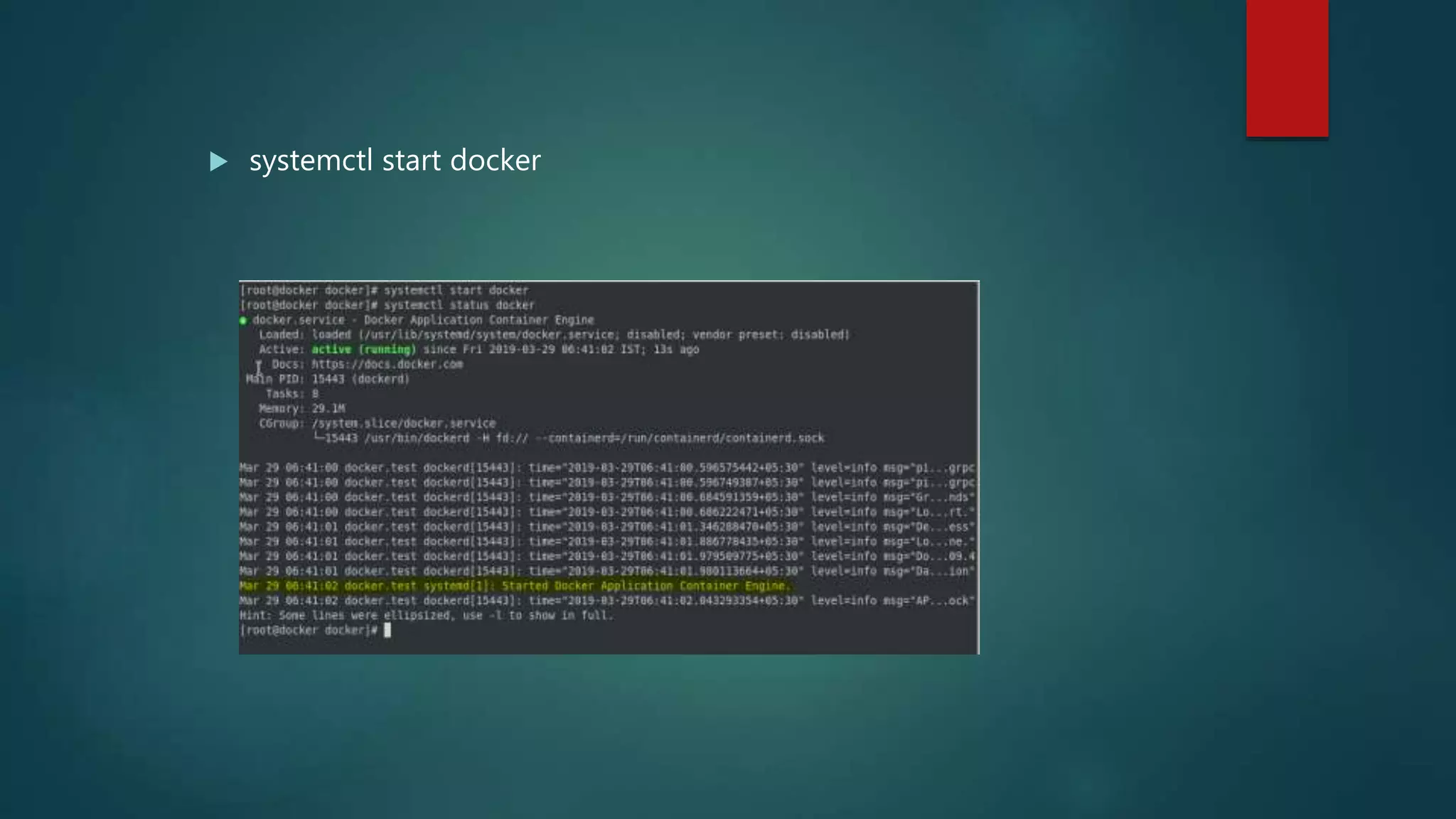  systemctl start docker
 