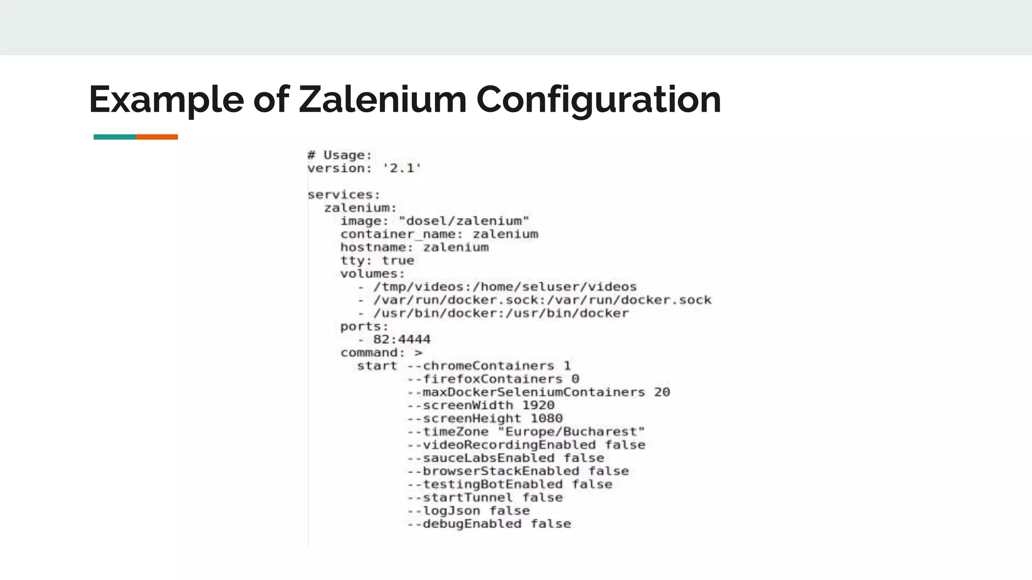 Example of Zalenium Configuration 