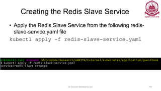 Creating the Redis Slave Service
• Apply the Redis Slave Service from the following redis-
slave-service.yaml file
kubectl apply -f redis-slave-service.yaml
Dr Ganesh Neelakanta Iyer 118
 