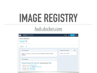 IMAGE REGISTRY
hub.docker.com
 