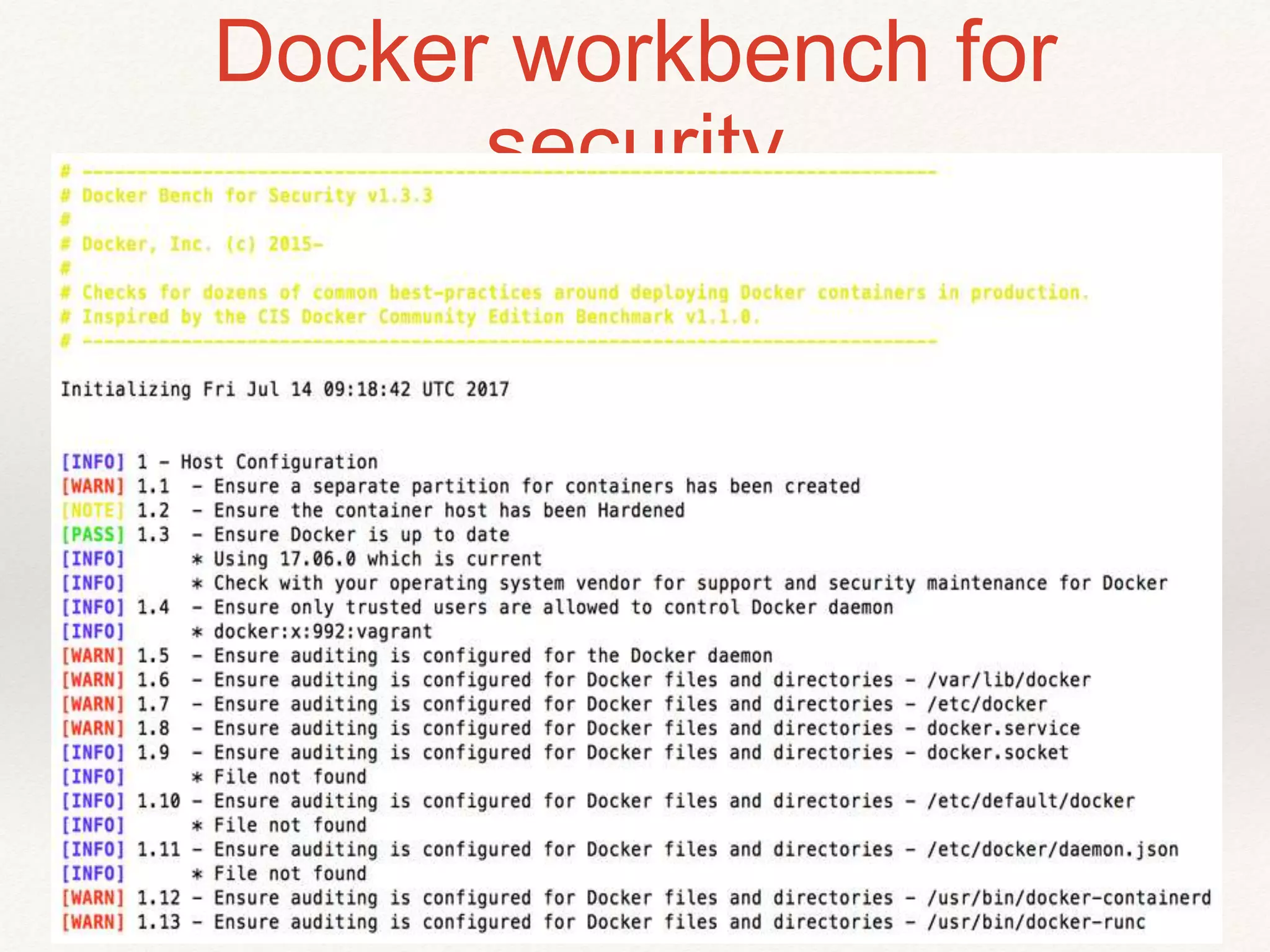 Docker workbench for
security
 