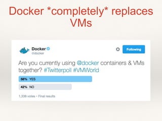 Docker *completely* replaces
VMs
 