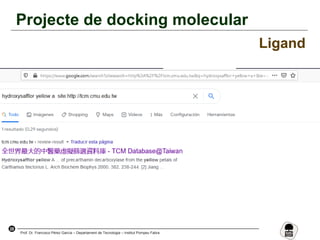28
Prof. Dr. Francisco Pérez García – Departament de Tecnologia – Institut Pompeu Fabra
Projecte de docking molecular
Ligand
 