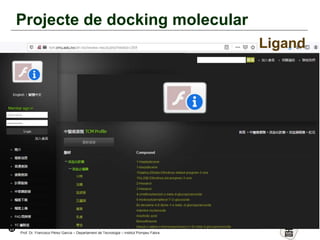 29
Prof. Dr. Francisco Pérez García – Departament de Tecnologia – Institut Pompeu Fabra
Projecte de docking molecular
Ligand
 