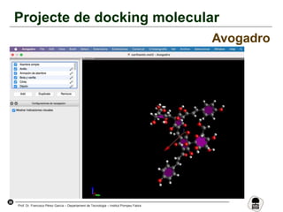 36
Prof. Dr. Francisco Pérez García – Departament de Tecnologia – Institut Pompeu Fabra
Projecte de docking molecular
Avogadro
 