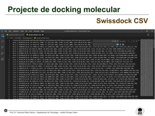 63
Prof. Dr. Francisco Pérez García – Departament de Tecnologia – Institut Pompeu Fabra
Projecte de docking molecular
Swissdock CSV
 