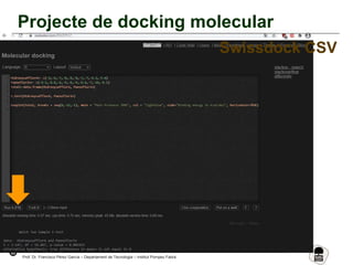 66
Prof. Dr. Francisco Pérez García – Departament de Tecnologia – Institut Pompeu Fabra
Projecte de docking molecular
Swissdock CSV
 