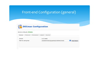 Front-end Configuration (general)
 