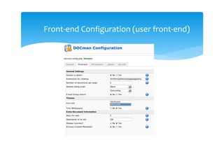 Front-end Configuration (user front-end)
 