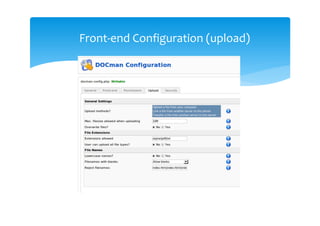 Front-end Configuration (upload)
 