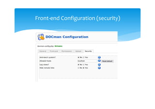 Front-end Configuration (security)
 