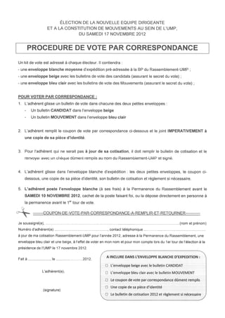 Nouvelle Calédonie - procédure de vote par correspondance
