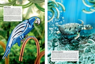 58 ENSAIO DOCOL



  arara-azul
  presente principalmente no pantanal, a bela ave de cores
  vibrantes e canto alto sofre com a destruição de seu habitat
  e com a captura ilegal para tráfico de animais silvestres. uma
  das espécies já foi extinta (a. glaucus) e outras duas (arara-
  -azul-grande e araraúna) estão na lista oficial de espécies da
  fauna brasileira ameaçadas de extinção. no mato grosso
  do sul, o projeto arara azul luta para preserva r a espécie,
  monitorando ninhos e conscientizando as comunidades

  compõem a ilustração desta página: acabamento para registro
  da linha polaris, torneira para cozinha de mesa da linha degusto,
  acabamento para registro da linha grand antique, acabamento
  para registro da linha áttica, papeleira da linha quyron, válvula
  de chuveiro da linha pressmatic antivandalismo e ducha higiênica
  especial da linha docolbase




                                                                      IMAGENS MERAMENTE ILUSTRATIVAS. A COR E A ESTRUTURA ORIGINAL DOS PRODUTOS FORAM ALTERADAS PARA COMPOSIÇÃO DESTE ENSAIO




                                                                                                                                                                                               tartaruga-marinha
                                                                                                                                                                                               as espécies habitam os oceanos de águas tropicais e subtropicais. durante muito tempo,
                                                                                                                                                                                               sofreram com os caçadores, que buscavam sua carapaça, ovos, carne e gordura. porém,
                                                                                                                                                                                               atualmente, o maior problema está nas águas. as tartarugas morrem quando engolem sacos
                                                                                                                                                                                               plásticos jogados no mar ou vítimas de redes de pesca, pois ficam presas e não conseguem
                                                                                                                                                                                               subir para respirar. para defendê-las da morte, há muitas entidades protetoras, como o
                                                                                                                                                                                               projeto tamar. os animais estão na lista oficial de espécies da fauna brasileira ameaçadas

                                                                                                                                                                                               compõem a ilustração desta página: bica para banheira de mesa da linha lumière, bica para banheira
                                                                                                                                                                                               de parede da linha lumière, válvula para piso pematic e misturador para bidê da linha grand antique
 