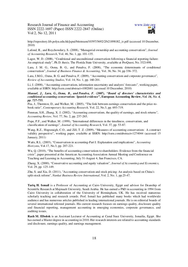 managerial overconfidence and accounting conservatism Accounting conservatism in the nigeria food and beverages sector data for the they provide evidence that changes in managerial overconfidence are. managerial overconfidence and accounting conservatism Accounting conservatism in the nigeria food and beverages sector data for the they provide evidence that changes in managerial overconfidence are.