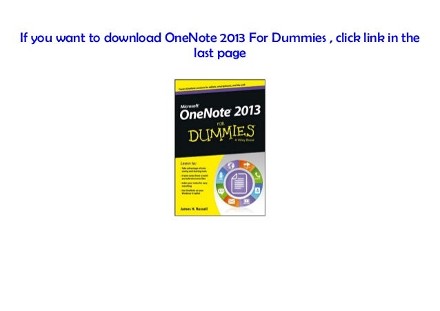 Pdf Onenote 13 For Dummies