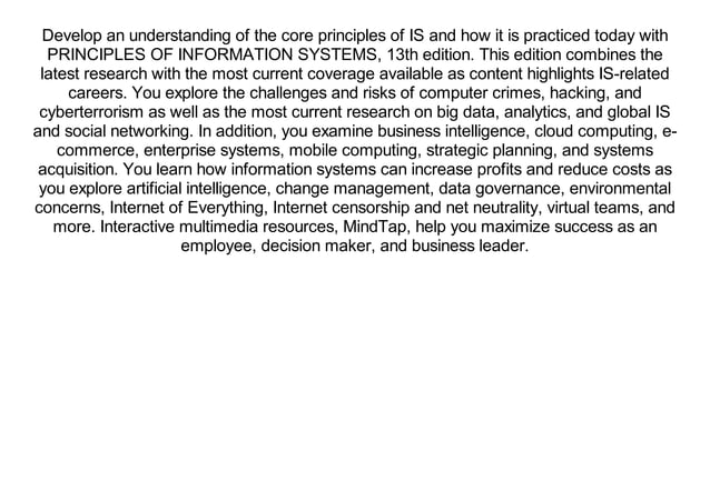 [PDF] Principles of Information Systems | PDF | Internet | Computing