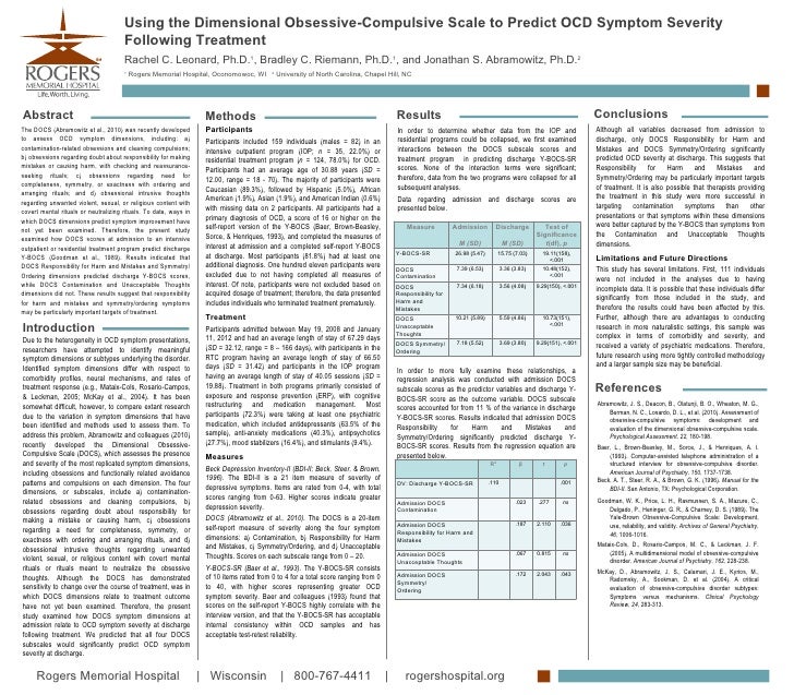 Using the Dimensional Scale to Predict OCD Sympt…