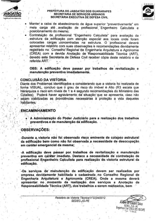 Relatório de vistoria técnica