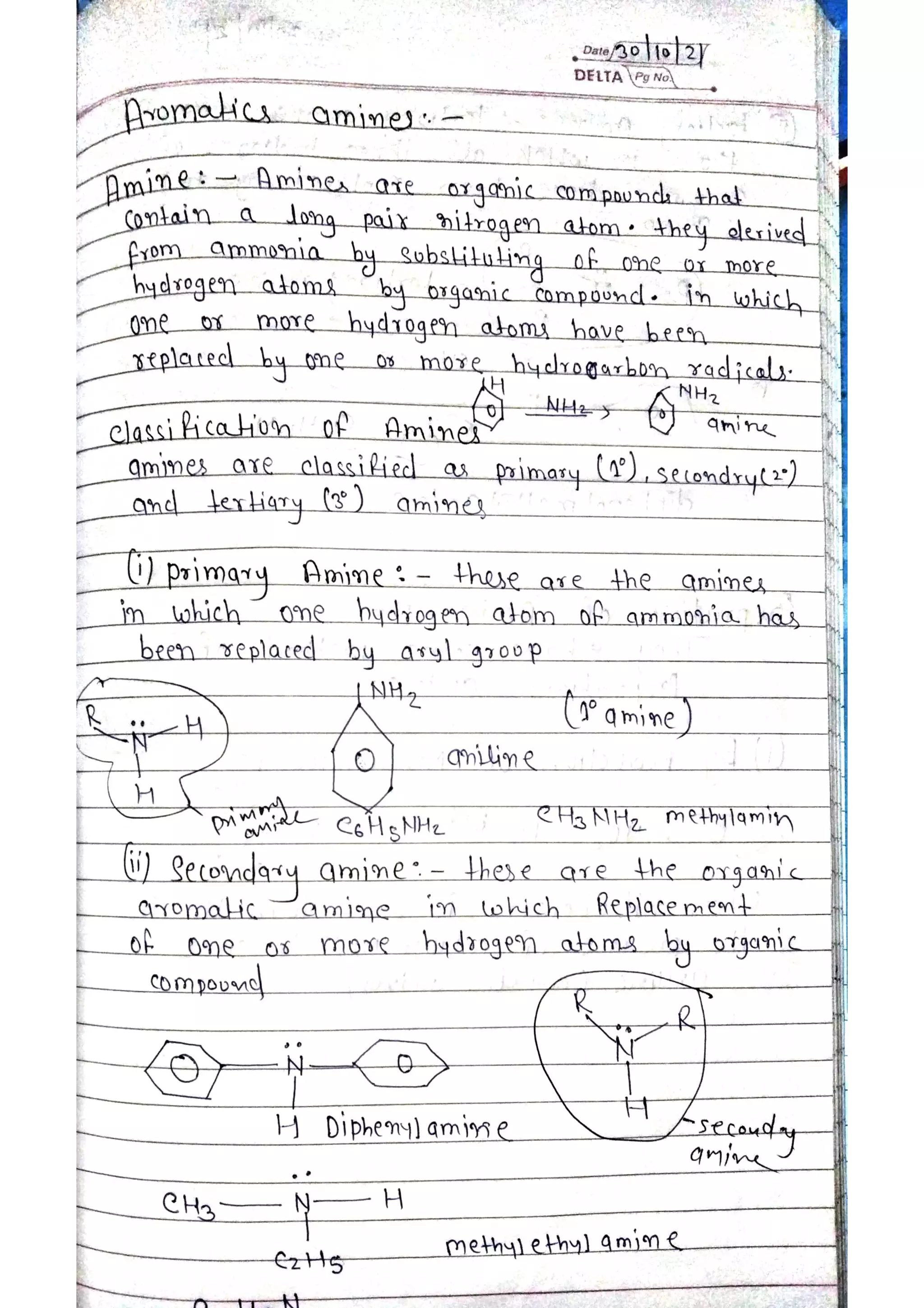 unit 2 hand writting notes of phenol amines acids