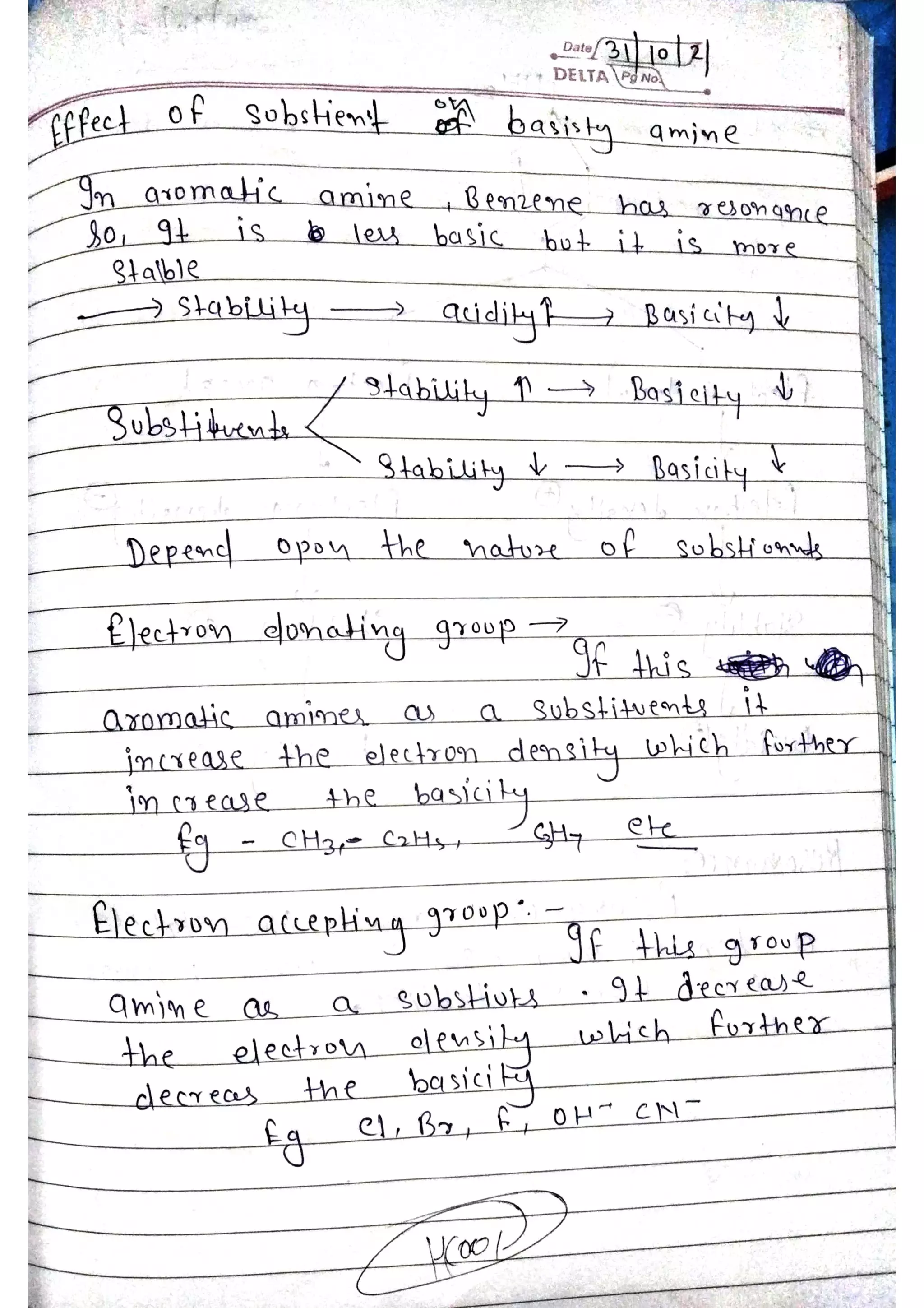 unit 2 hand writting notes of phenol amines acids