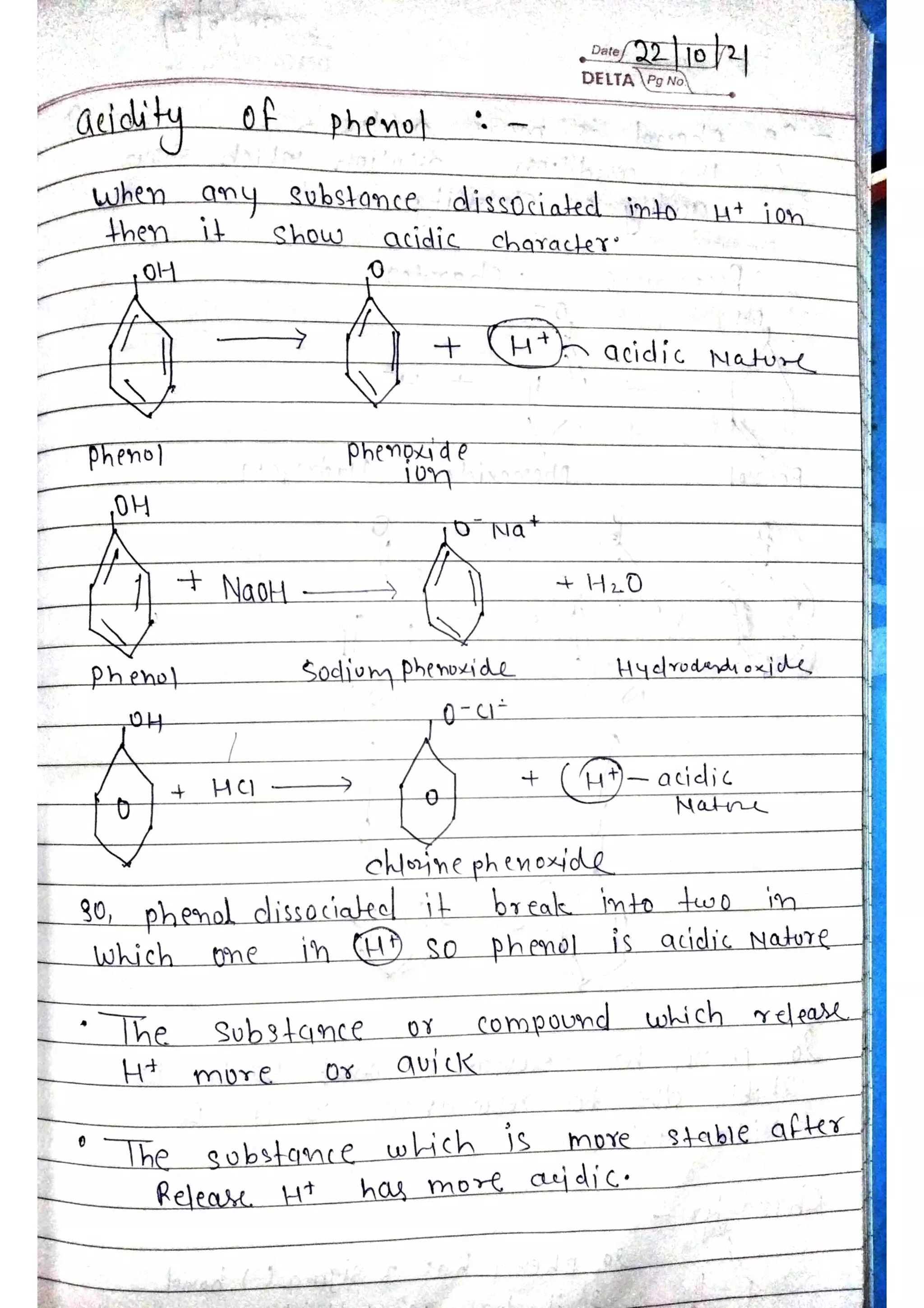 unit 2 hand writting notes of phenol amines acids