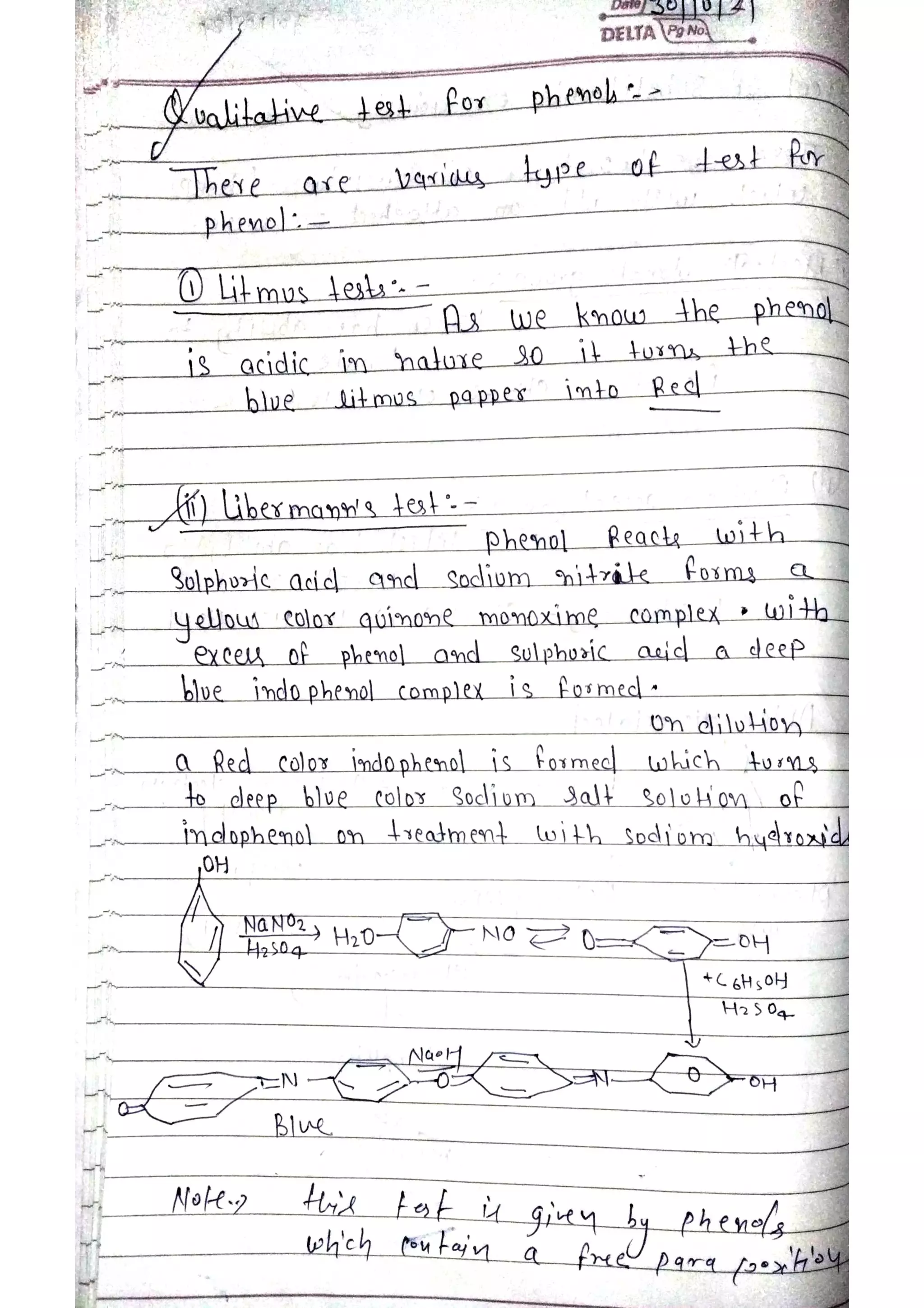 unit 2 hand writting notes of phenol amines acids