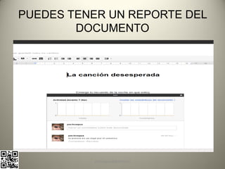 PUEDES TENER UN REPORTE DEL
        DOCUMENTO




          pachoagua@gmail.com
 