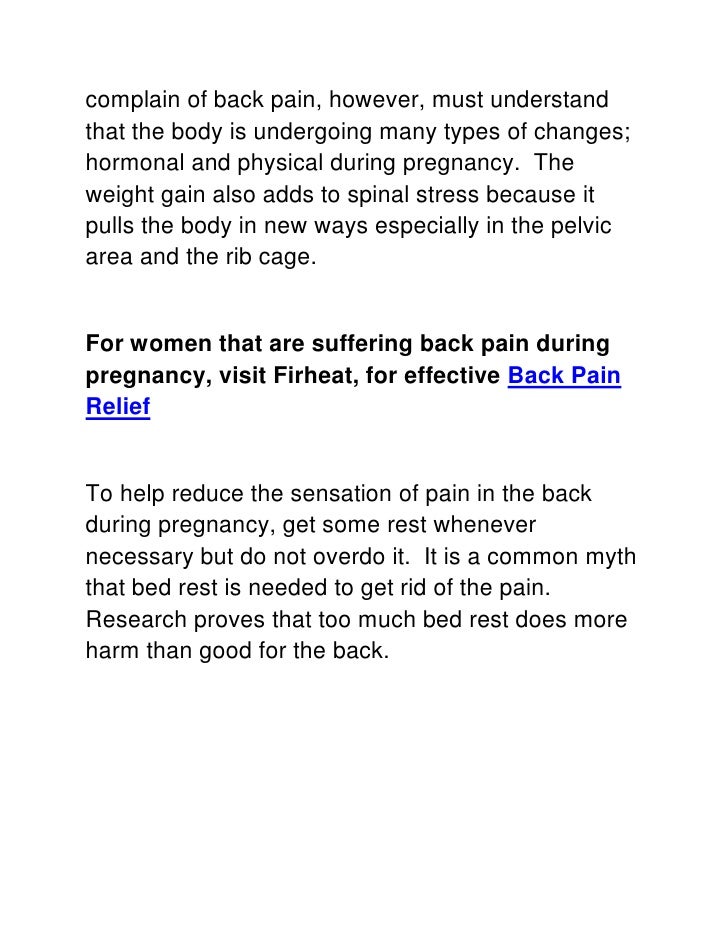 Back Pain Relief During Pregnancy