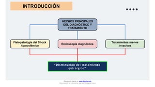 INTRODUCCIÓN
HECHOS PRINCIPALES
DEL DIAGNÓSTICO Y
TRATAMIENTO
Fisiopatología del Shock
hipovolémico
Endoscopía diagnóstica
Tratamientos menos
invasivos
“Disminución del tratamiento
quirúrgico”
Document shared on www.docsity.com
Downloaded by: JesusAriza (jariza2394@gmail.com)
 
