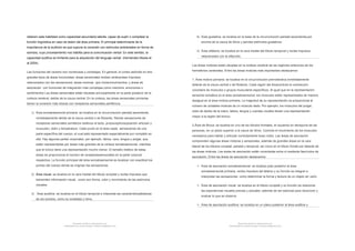 retienen esta habilidad como capacidad secundaria latente, capaz de suplir o completar la
función lingüística en caso de lesión del área primaria. El principal determinante de la
importancia de la audición es que supone la conexión con estímulos ambientales en forma de
sonidos, cuyo procesamiento nos habilita para la comunicación verbal. En este sentido, la
capacidad auditiva es limitante para la adquisición del lenguaje verbal (Hernández-Muela et
al 2004).
Las funciones del cerebro son numerosas y complejas. En general, el cortex sedivide en tres
grandes tipos de áreas funcionales: áreas sensoriales reciben einterpretan impulsos
relacionados con las sensaciones; áreas motoras que inicianmovimientos; y áreas de
asociación con funciones de integración más complejas,como memoria, emociones o
sentimientos Las áreas sensoriales están situadas principalmente en la parte posterior de la
corteza cerebral, detrás de la cisura central. En la corteza, las áreas sensoriales primarias
tienen la conexión más directa con receptores sensoriales periféricos.
1) Área somatosensorial primaria: se localiza en la circunvolución parietal ascendente,
inmediatamente detrás de la cisura central o de Rolando. Recibe sensaciones de
receptores sensoriales somáticos relativos al tacto, propioceptivos(posición articular y
muscular), dolor y temperatura. Cada punto en el área capta sensaciones de una
parte específica del cuerpo, el cual está representado espacialmente por completo en
ella. Hay algunas partes corporales, por ejemplo, labios, cara, lengua y pulgar, que
están representadas por áreas más grandes de la corteza somatosensorial, mientras
que el tronco tiene una representación mucho menor. El tamaño relativo de estas
áreas es proprocional al número de receptoressensoriales en la parte corporal
respectiva. La función principal del área somatosensorial es localizar con exactitud los
puntos del cuerpo donde se originan las sensaciones.
2) Área visual: se localiza en la cara medial del lóbulo occipital y recibe impulsos que
transmiten información visual , como son forma, color y movimiento de las estímulos
visuales
3) Área auditiva: se localiza en el lóbulo temporal e interpreta las característicasbásicas
de los sonidos, como su tonalidad y ritmo.
Document shared on www.docsity.com
Downloaded by: lohane-navega-1 (lohane.ufrj@gmail.com)
4) Área gustativa: se localiza en la base de la circunvolución parietal ascendente,por
encima de la cisura de Silvio y percibe estímulos gustativos
5) Área olfatoria: se localiza en la cara medial del lóbulo temporal y recibe impulsos
relacionados con la olfacción.
Las áreas motoras están situadas en la corteza cerebral de las regiones anteriores de los
hemisferios cerebrales. Entre las áreas motoras más importantes destacamos:
1. Área motora primaria: se localiza en la circunvolución prerrolándica,inmediatamente
delante de la cisura central o de Rolando. Cada región del áreacontrola la contracción
voluntaria de músculos o grupos musculares específicos. Al igual que en la representación
sensorial somática en el área somatosensorial, los músculos están representados de manera
desigual en el área motora primaria. La magnitud de su representación es proporcional al
número de unidades motoras de un músculo dado. Por ejemplo, los músculos del pulgar,
resto de dedos de la mano, labios, lengua y cuerdas vocales tienen una representación
mayor a la región del tronco.
2.Área de Broca: se localiza en uno de los lóbulos frontales, el izquierdo en lamayoría de las
personas, en un plano superior a la cisura de Silvio. Controla el movimiento de los músculos
necesarios para hablar y articular correctamente losso nidos. Las áreas de asociación
comprenden algunas áreas motoras y sensoriales, además de grandes áreas en la cara
lateral de los lóbulos occipital, parietal y temporal, así como en el lóbulo frontal por delante de
las áreas motoras. Las áreas de asociación están conectadas entre si mediante fascículos de
asociación. Entre las áreas de asociación destacamos:
 Área de asociación somatosensorial: se localiza justo posterior al área
somatosensorial primaria, recibe impulsos del tálamo y su función es integrar e
interpretar las sensaciones como determinar la forma y textura de un objeto sin verlo.
 Área de asociación visual: se localiza en el lóbulo occipital y su función es relacionar
las experiencias visuales previas y actuales, además de ser esencial para reconocer y
evaluar lo que se observa.
 Área de asociación auditiva: se localiza en un plano posterior al área auditiva y
Document shared on www.docsity.com
Downloaded by: lohane-navega-1 (lohane.ufrj@gmail.com)
 