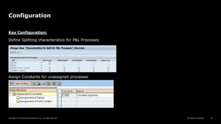 Reimagine everything
Copyright © 2019 Deloitte Development LLC. All rights reserved. 18
Configuration
Key Configuration:
Define Splitting characteristics for P&L Processes
Assign Constants for unassigned processes
 