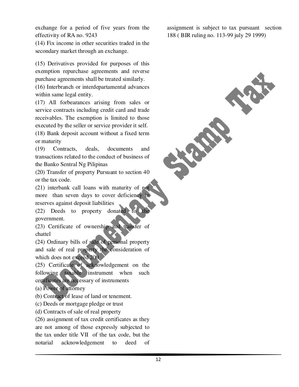 Documentary Stamp Taxes